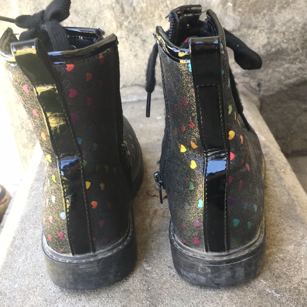 Girls Glitter Heart Fabric Boot Size 1 - Picture 4 of 10